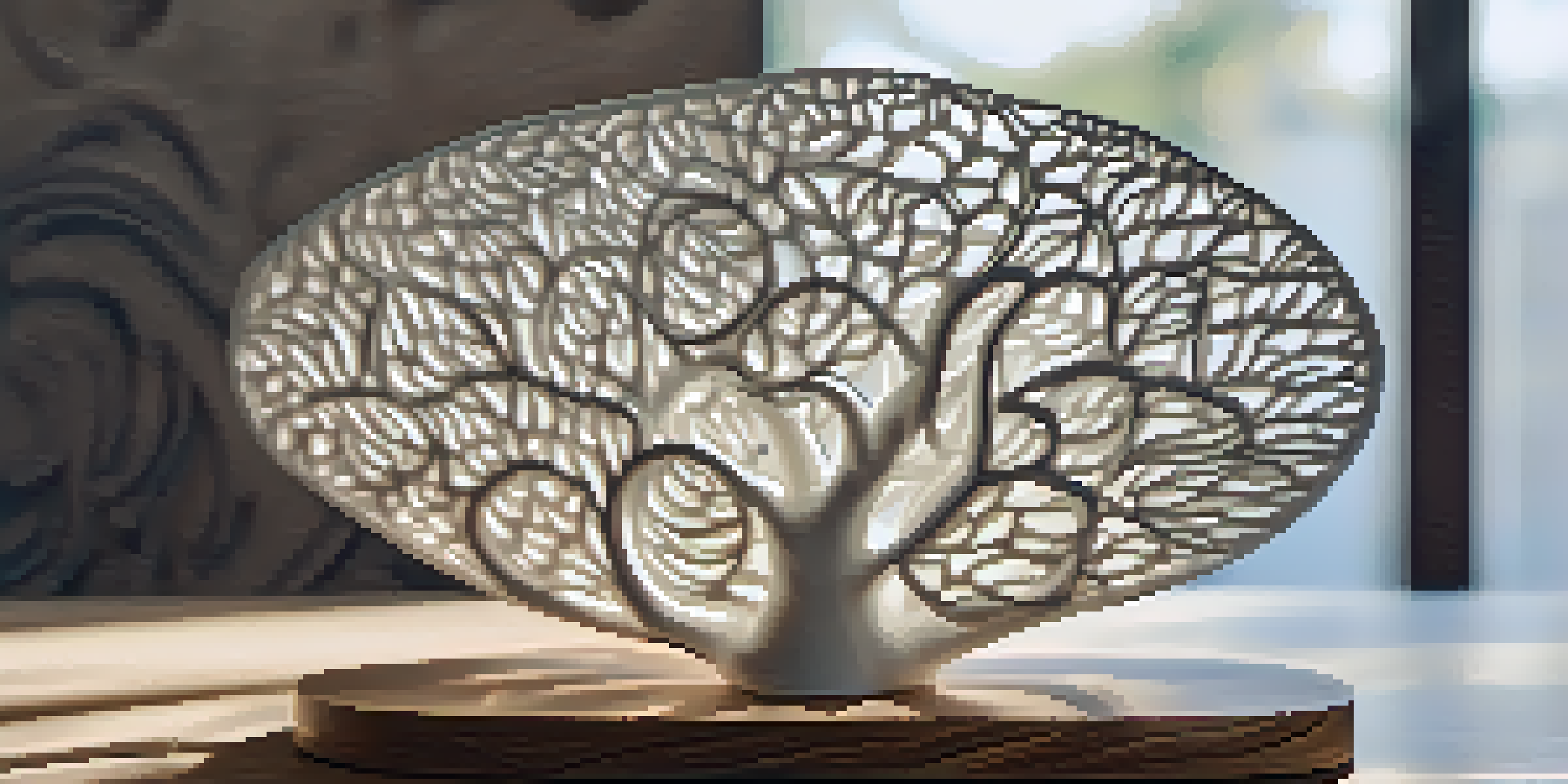 A detailed view of a 3D printed sculpture inspired by nature, highlighting its intricate organic shapes and textures under soft natural light.