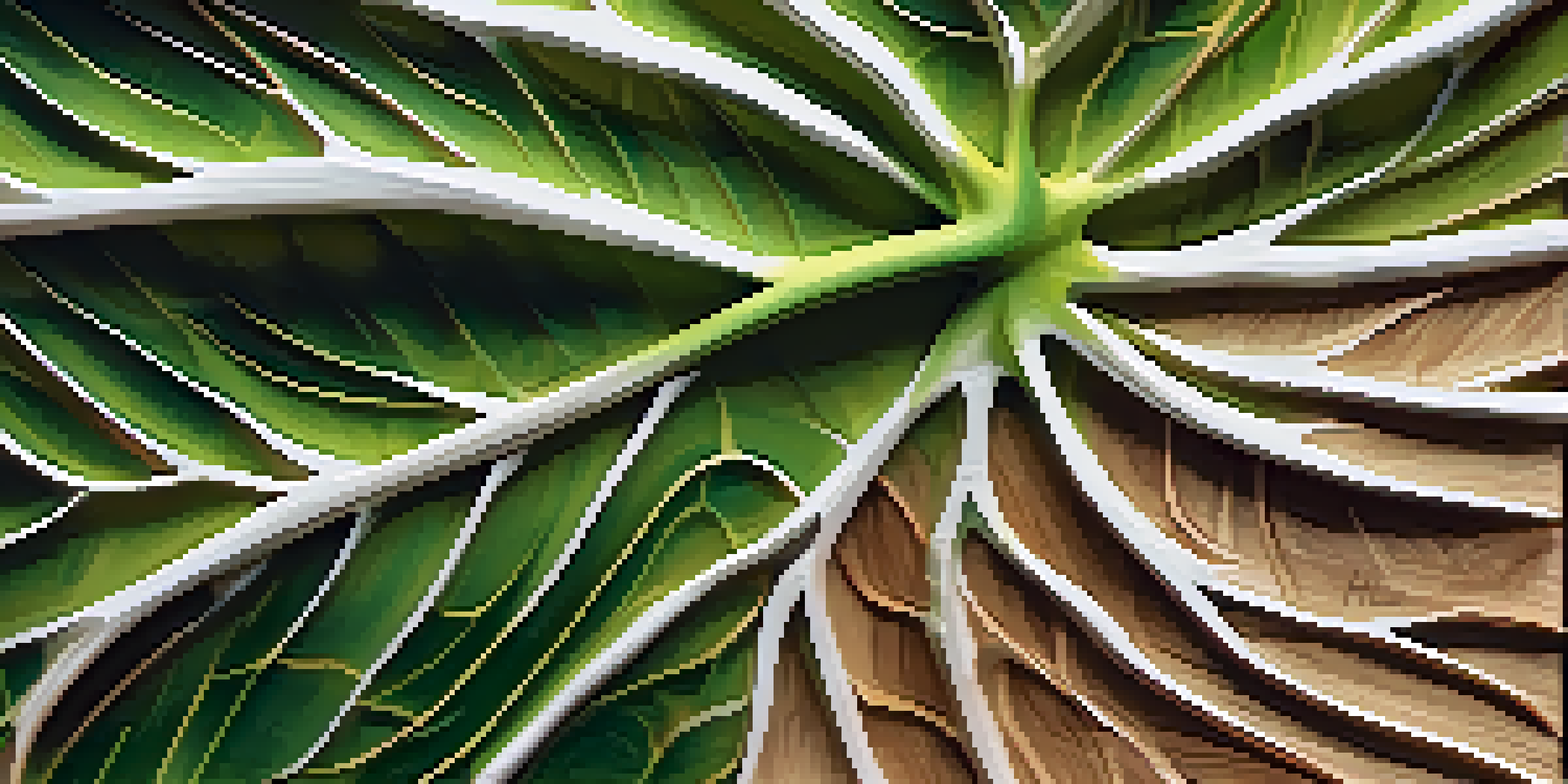 A detailed wooden leaf sculpture with intricate veins, set against a blurred green background.