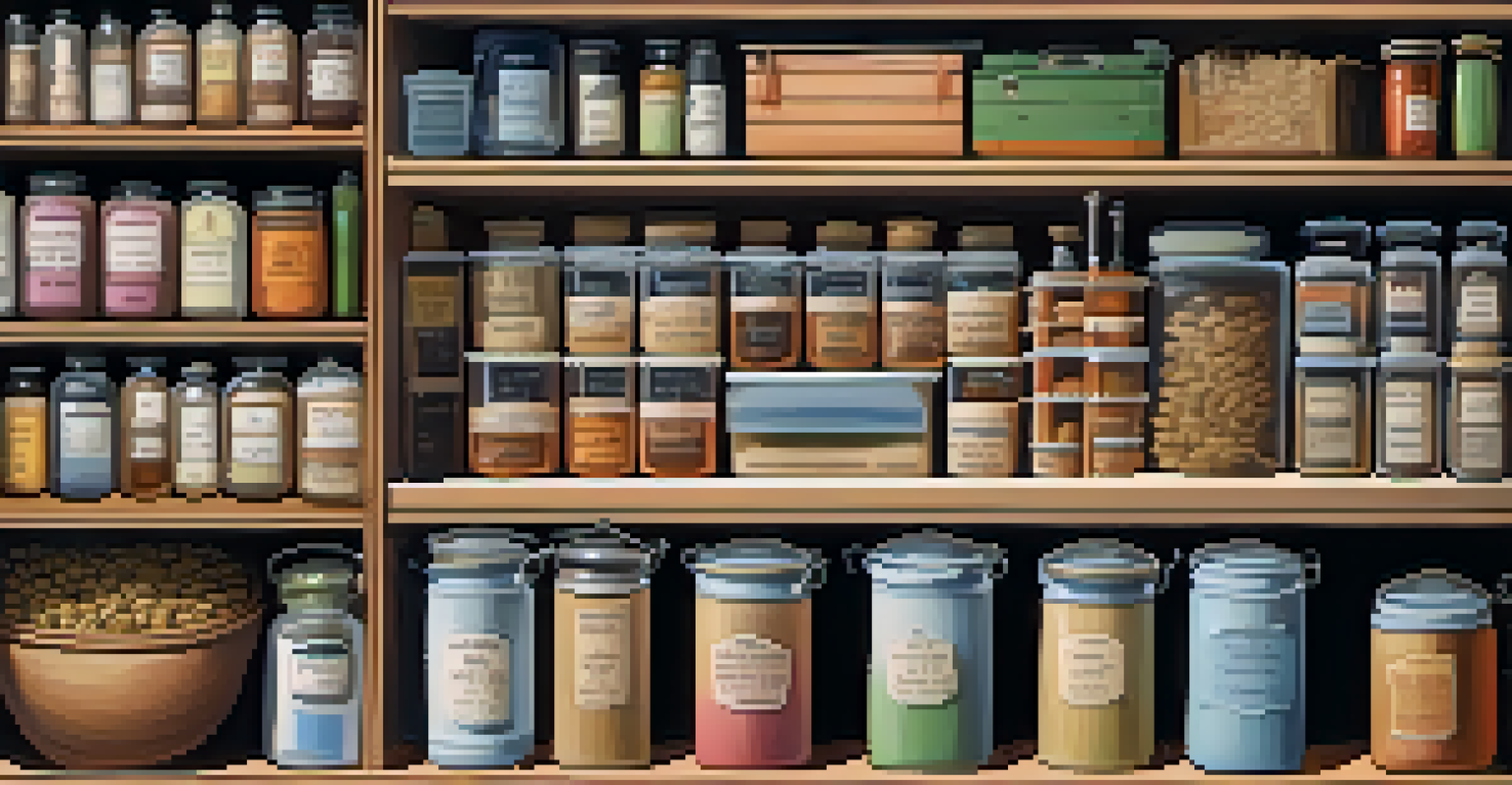A neatly organized storage closet with acid-free boxes for artworks, containing a hygrometer and thermometer for monitoring conditions.