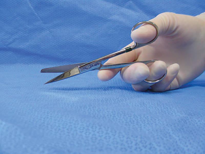Figure 7 - How to handle scissors correctly using the 'tripod' grip.