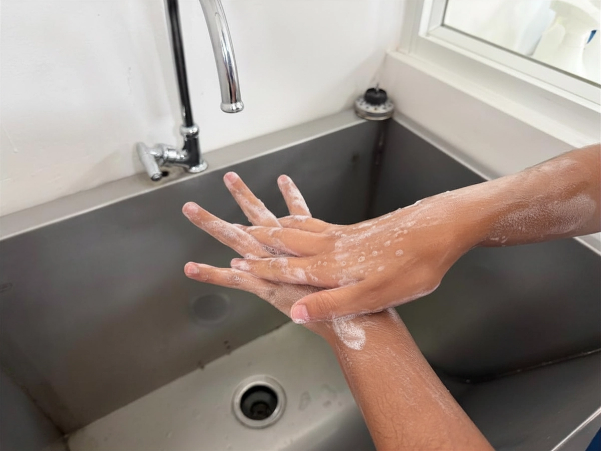 Hands being washed