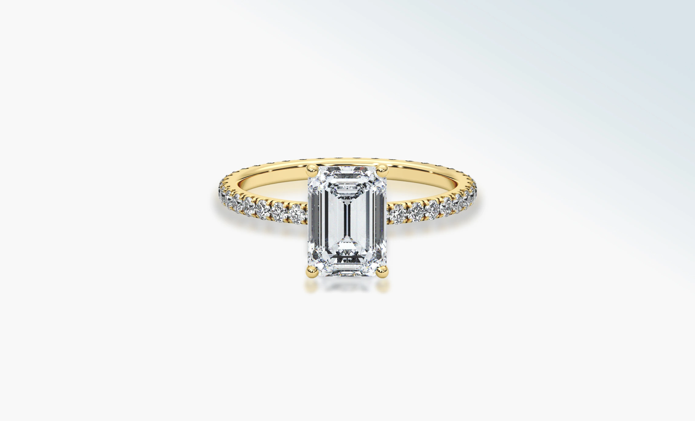 Front view of a gold diamond engagement ring