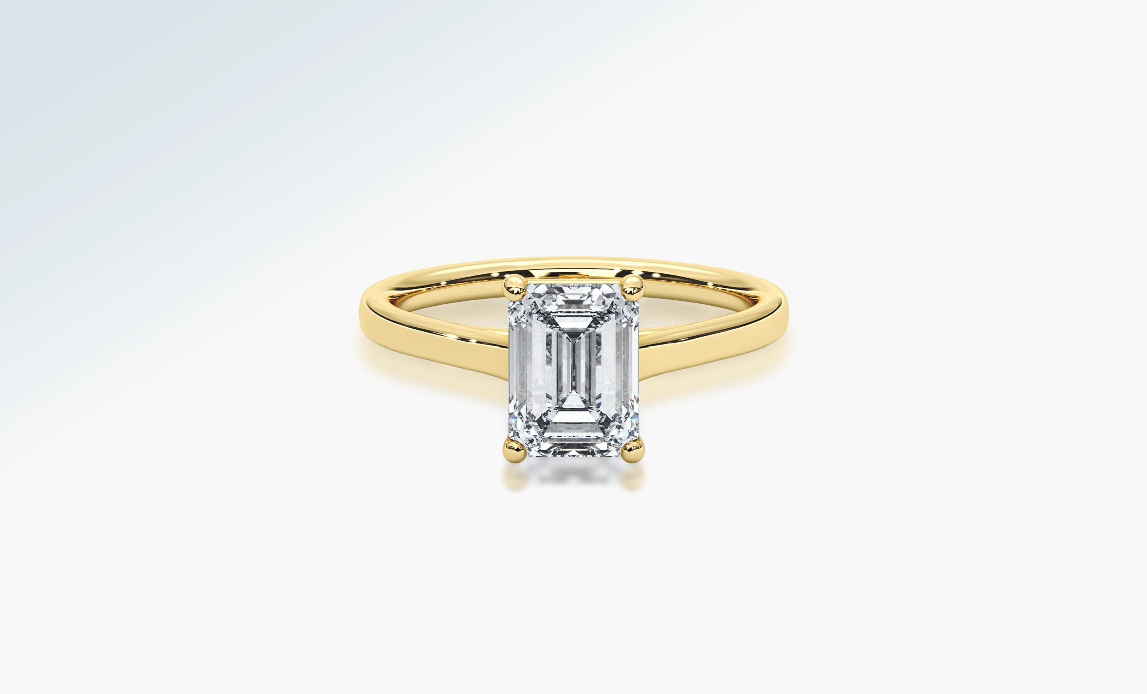 Front view of a gold diamond engagement ring