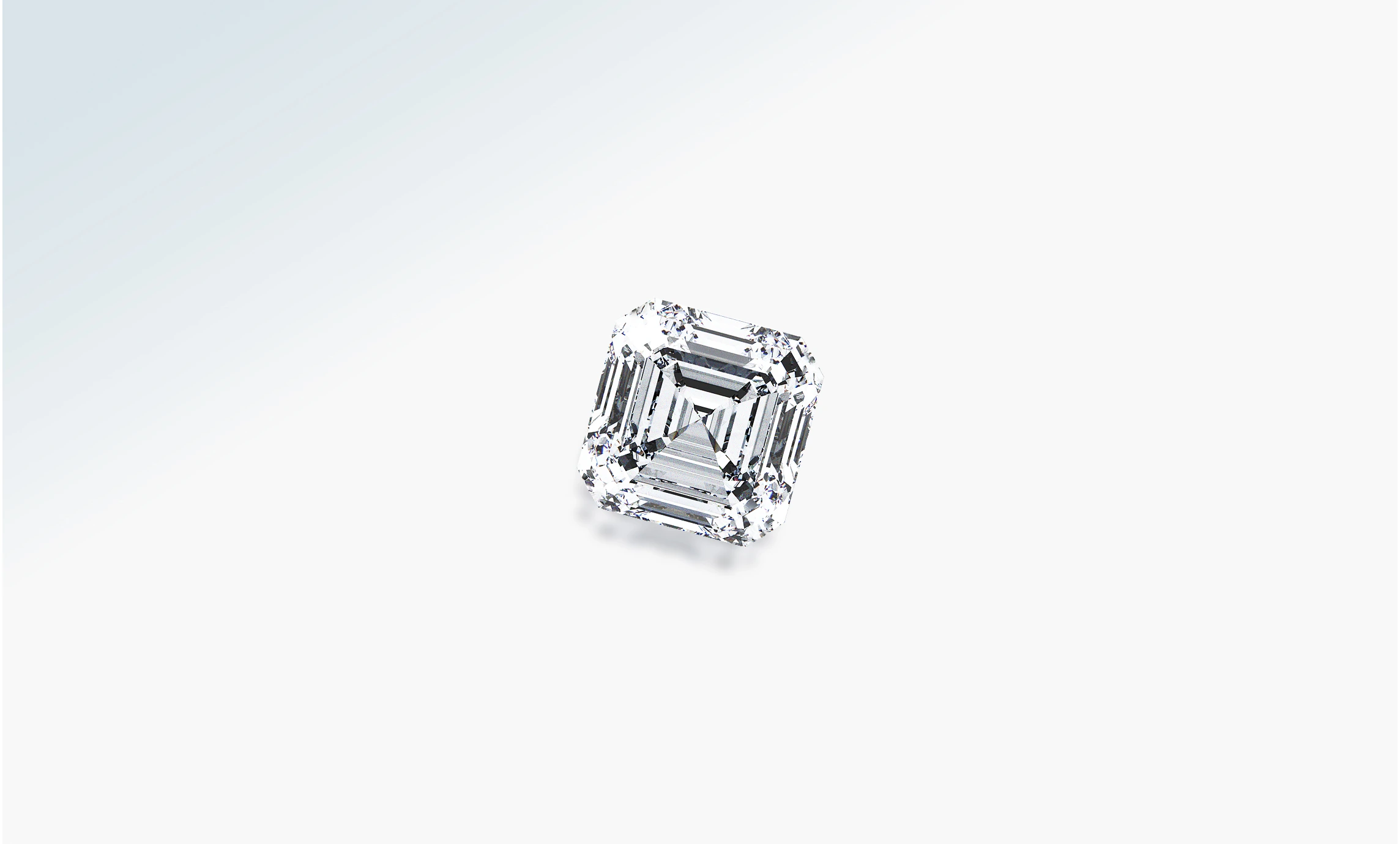 Loose square Asscher-cut diamond on a pale background