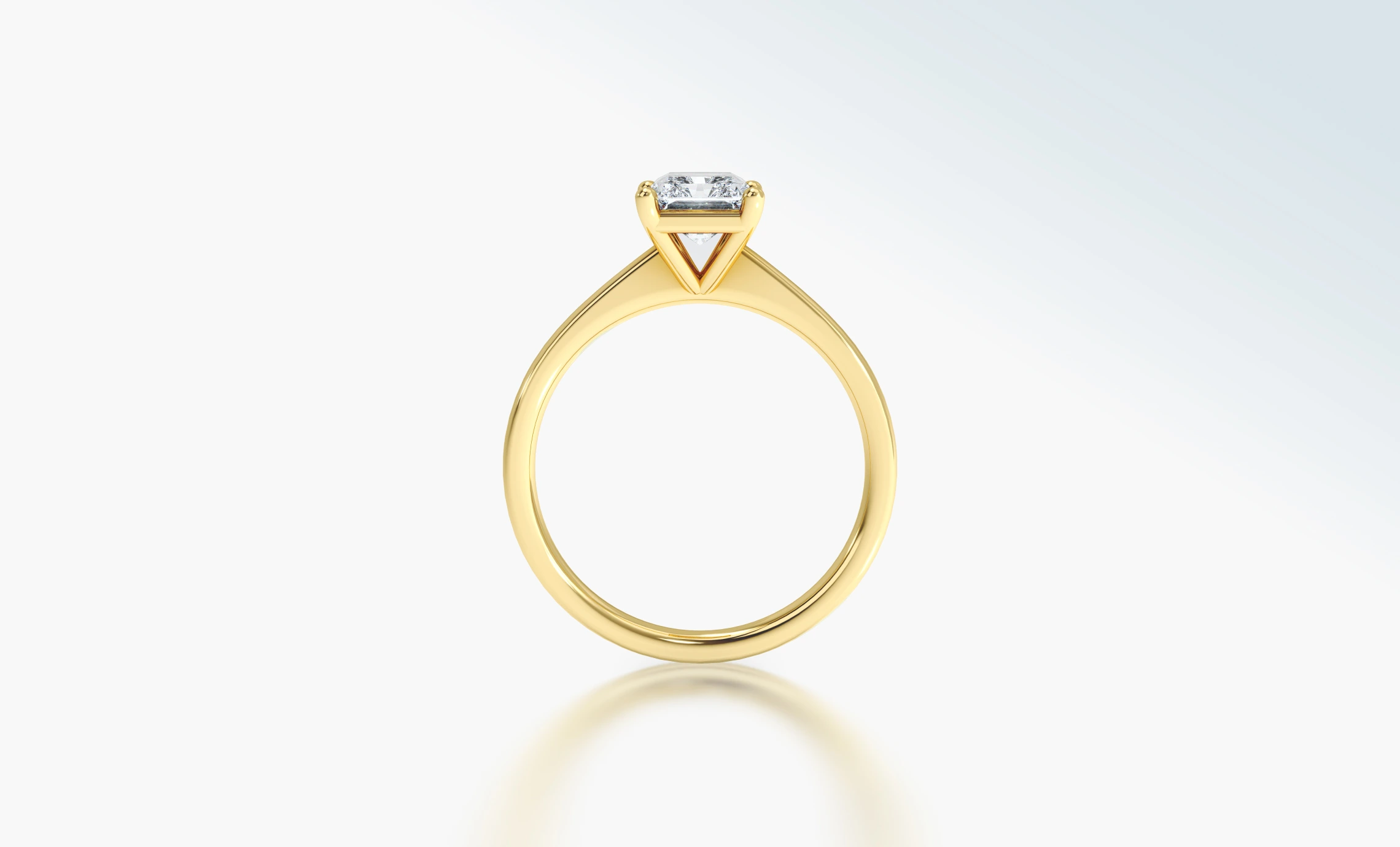 Profile view of a gold diamond engagement ring
