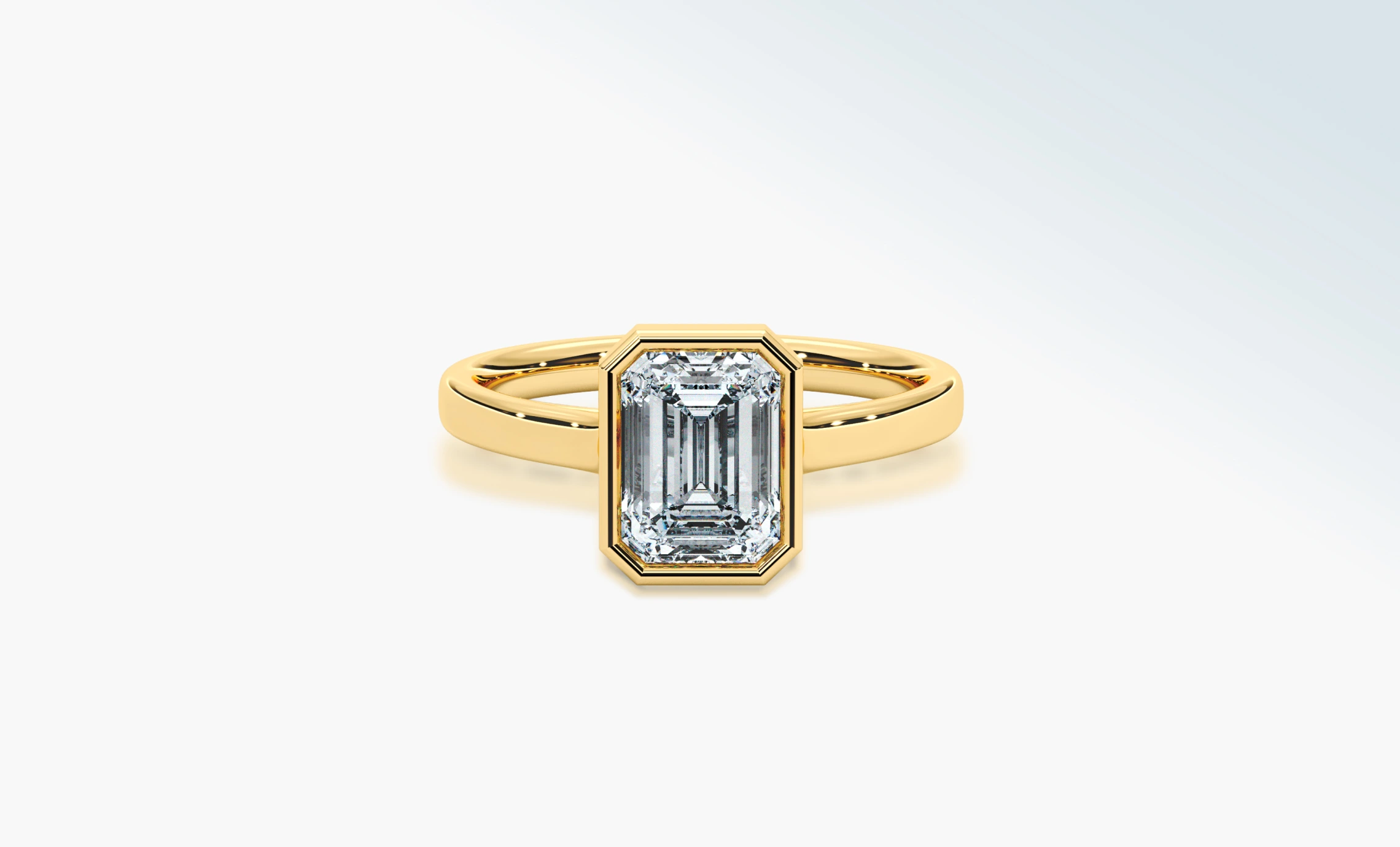 Front view of a gold diamond engagement ring