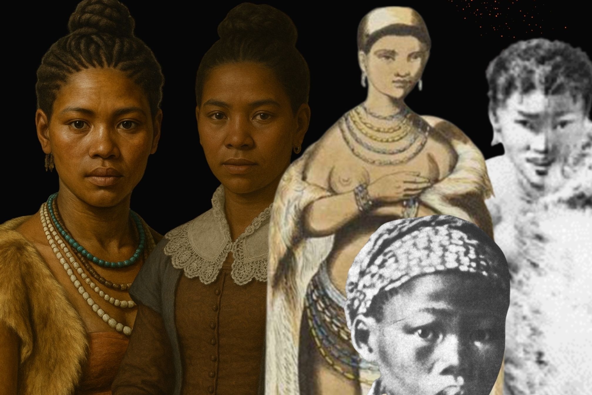 These are various images of Krotoa created over time including AI generated images.