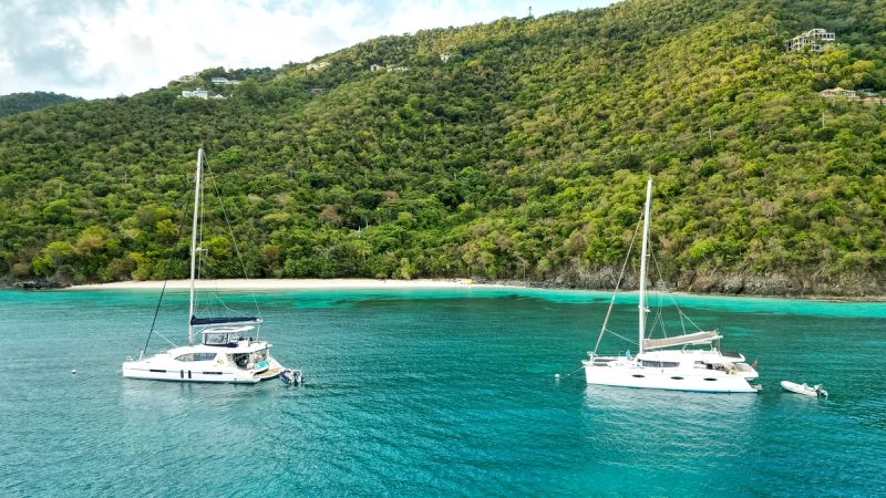 Two catamarans, BVI water