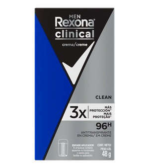 Envase de Antitranspirante Clinical Rexona Men Clean 48gr