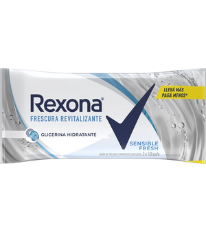 Pack de Jabón Sensible Fresh Rexona pack de 3 unidades por 125 gramos