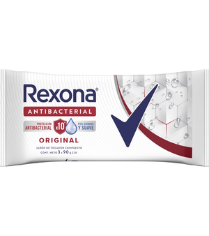 Envase de Jabón Antibacterial Rexona Original pack de 3 unidades por 90 gramos