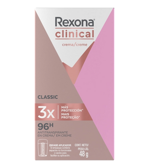 Envase de Antitranspirante en crema Rexona Clinical Women Classic 48gr