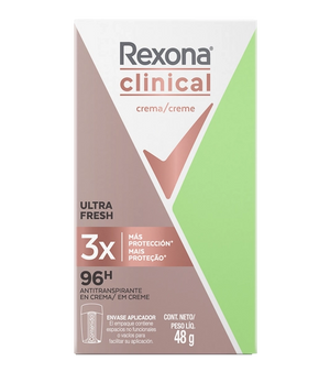 Envase de Antitranspirante Clinical en crema Rexona Women Ultra Fresh 48gr