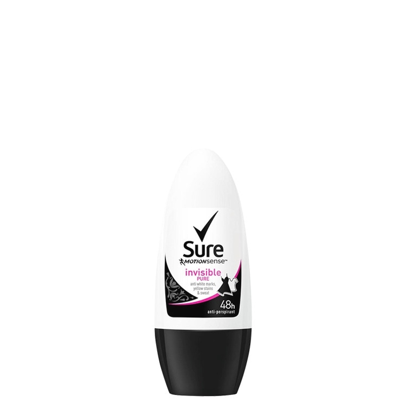 Sure Invisible Pure Antiperspirant Deodorant Roll-On Front of Pack