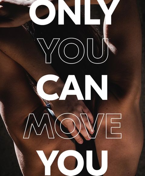 A women stretching her arm behind her back with the words you can move across the image