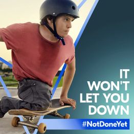 Man on skateboard with text it won't let you down