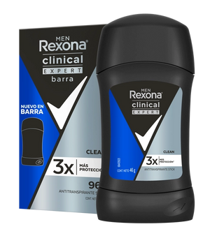 Antitranspirante Rexona® Clinical Expert Clean Barra 46g para hombre