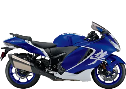 Motocicleta Suzuki Hayabusa blanca vista lateral