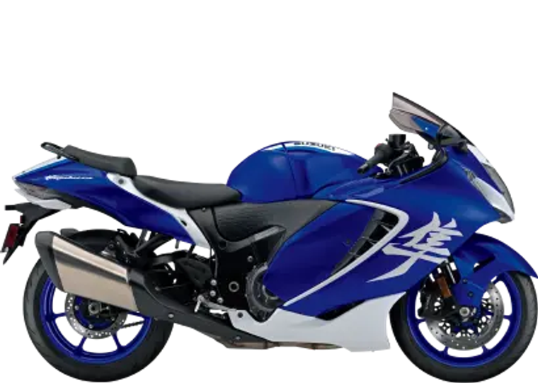 Motocicleta Suzuki Hayabusa blanca vista lateral