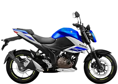 GIXXER 250 DI azul y negra en vista lateral