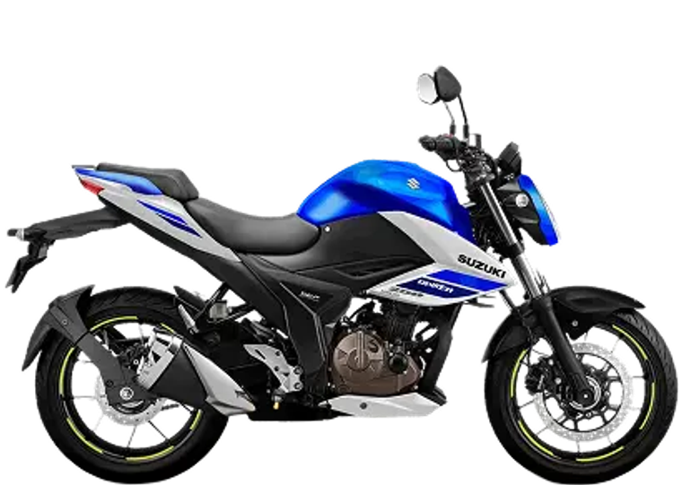 GIXXER 250 DI azul y negra en vista lateral