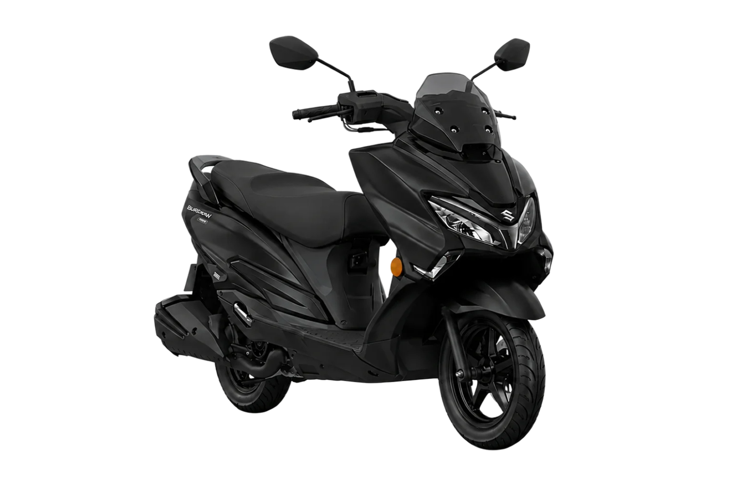 Suzuki Burgman Street 125 negra en vista lateral - Grado 30