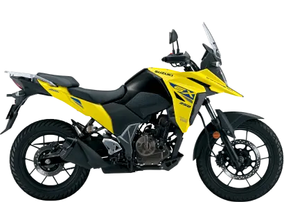 Motocicleta Suzuki V-Strom 250 amarilla vista de perfil