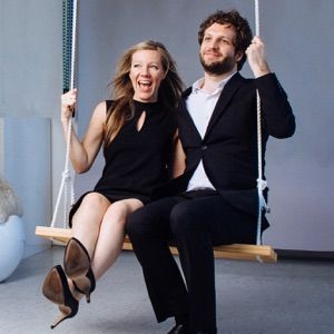 Laura and Rupert on swings