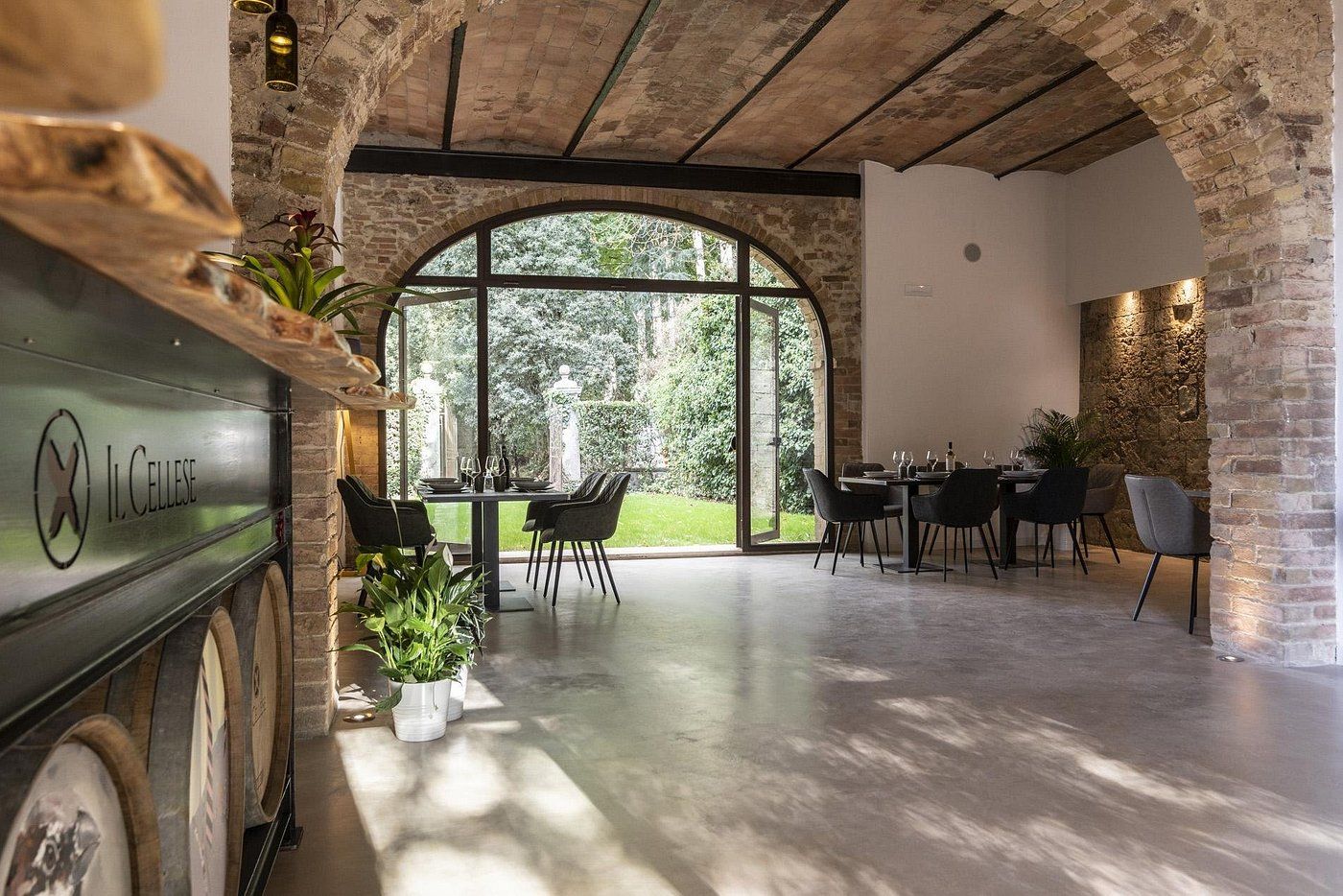 The restored tuff-tunnel cellar of Il Cellese beneath the 18th-century Maltraverso villa in Castellina in Chianti