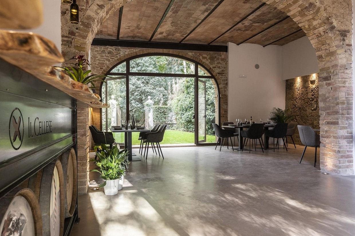 The restored tuff-tunnel cellar of Il Cellese beneath the 18th-century Maltraverso villa in Castellina in Chianti