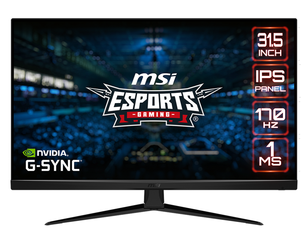 MSI G321Q 2K IPS Gaming Monitor - 31.5 Inch, 16:9 WQHD (2560 x 1440), IPS, 1ms, 170 Hz, HDR, G-Sync Compatible, DisplayPort, HDMI, Anti-Flicker, Less Blue light, Night Vision, Black
