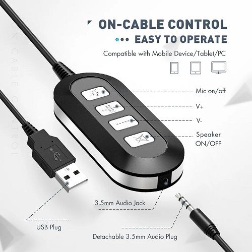 Mpow PA071A USB Headset with 3.5mm Audio Jack 6