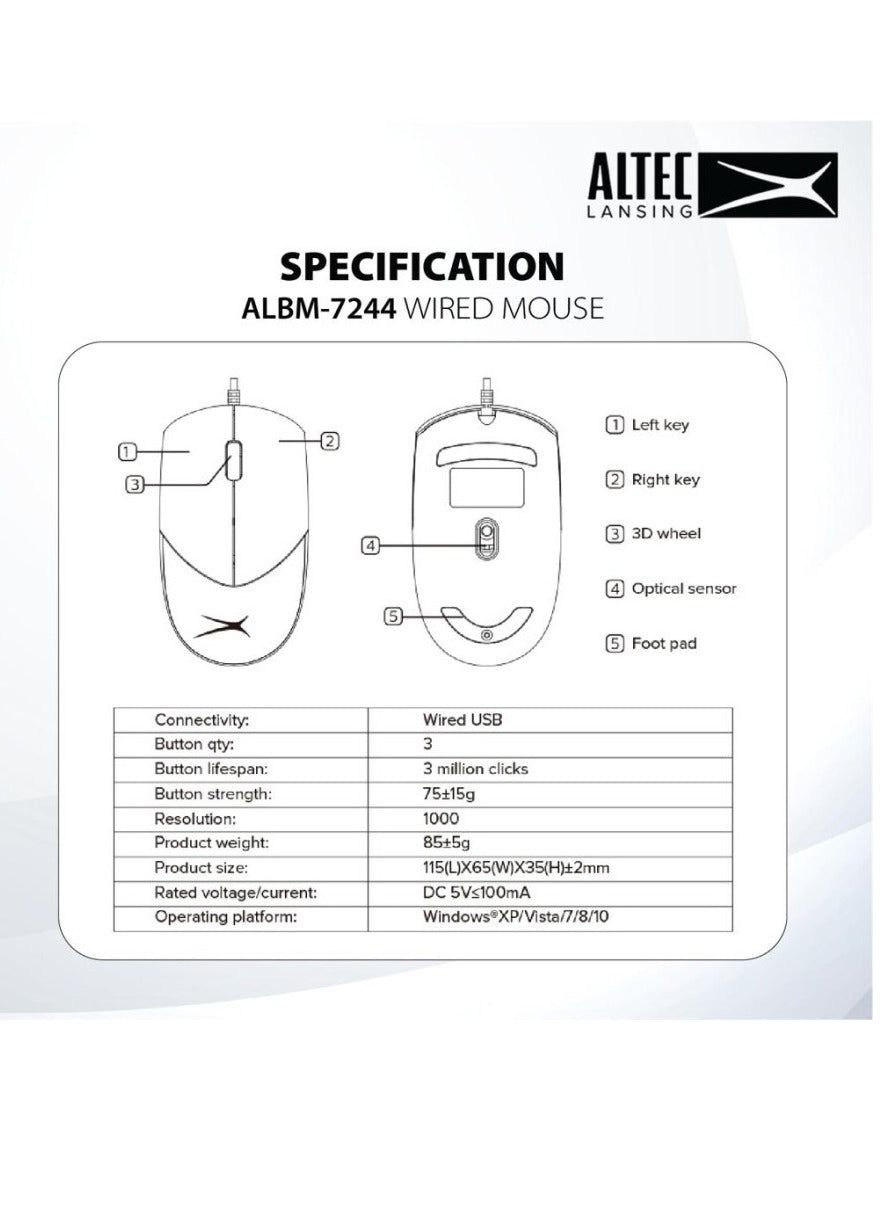 Altec Lansing ALBM7244 Wired Mouse 6
