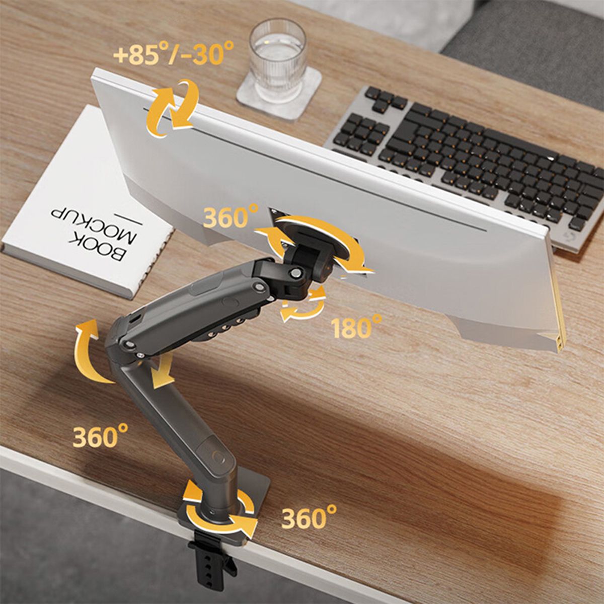 North Bayou (NB) F80 Gas Spring Monitor Desk Mount 5