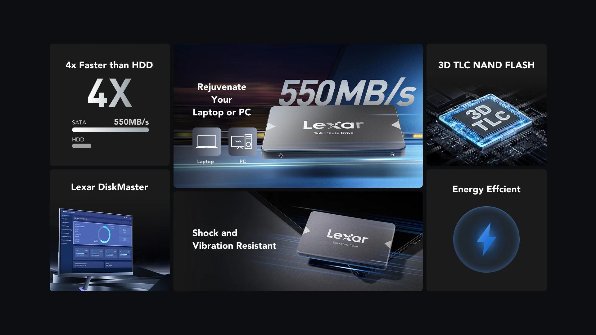 Lexar® NS100 2.5” SATA III (6Gb/s) SSD 128GB 10