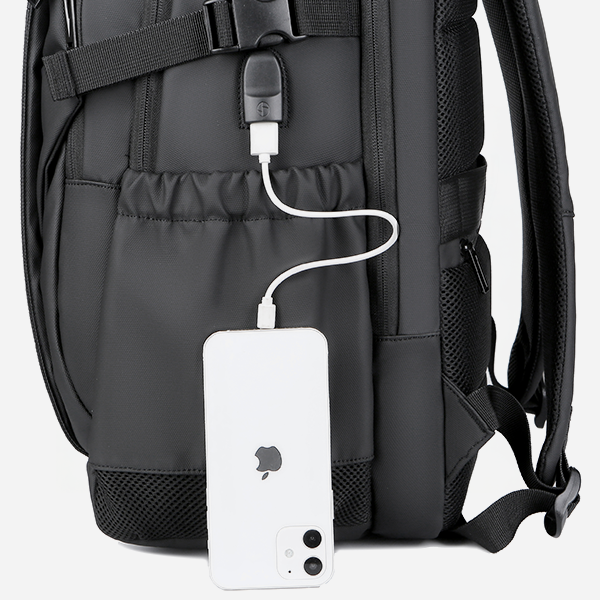 Rahala 2204 17-Inch Backpack Three Compartment Laptop Travel Waterproof Business With USB Port - Black 13