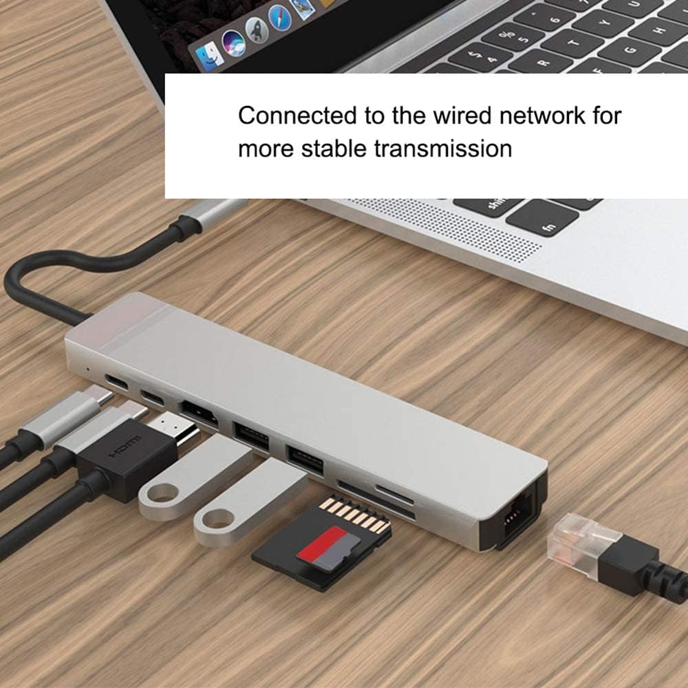 Type C to HDTV 8 in 1 Adapter HDMI PD 2 USB SD TF Rj45 9