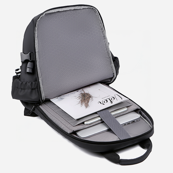 Rahala 2204 17-Inch Backpack Three Compartment Laptop Travel Waterproof Business With USB Port - Black 11