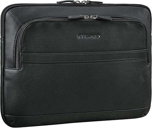 STILORD 'Haven' 2-in-1 Laptop Sleeve 14 Inch Leather Vintage Laptop Bag MacBook Sleeve and Space for 12.7 Inch Tablet Case Genuine Leather Protective Case 4