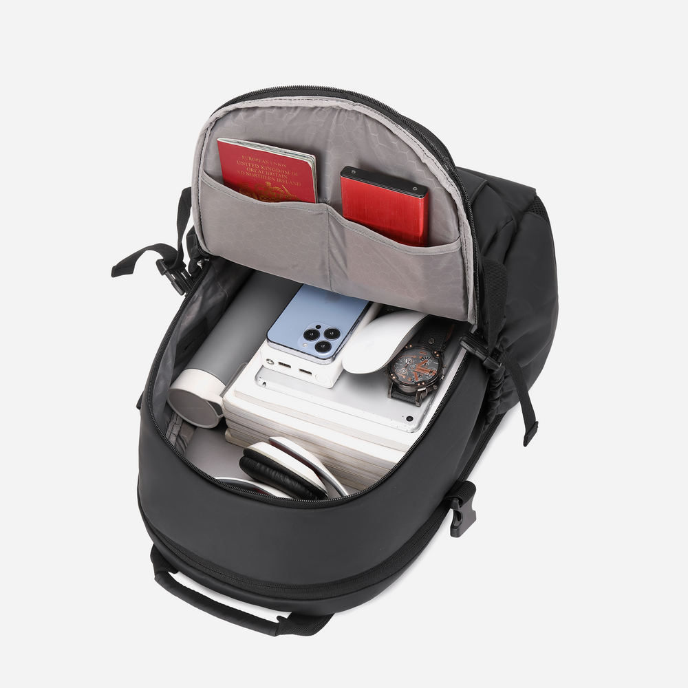 Rahala 2204 17-Inch Backpack Three Compartment Laptop Travel Waterproof Business With USB Port - Black 9