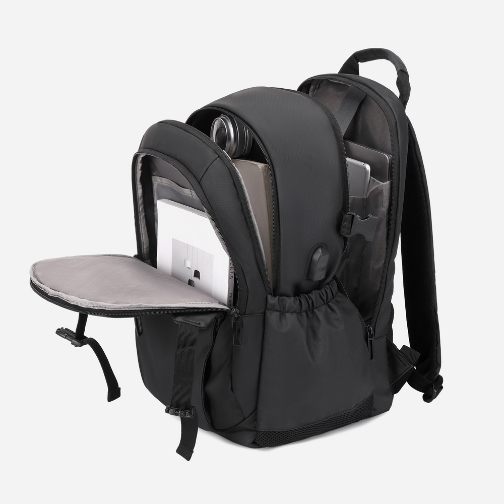 Rahala 2204 17-Inch Backpack Three Compartment Laptop Travel Waterproof Business With USB Port - Black 6