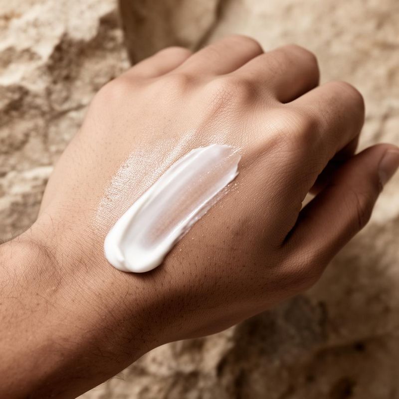 Cream absorbing into the back of a hand, leaving a matte, non-greasy finish.