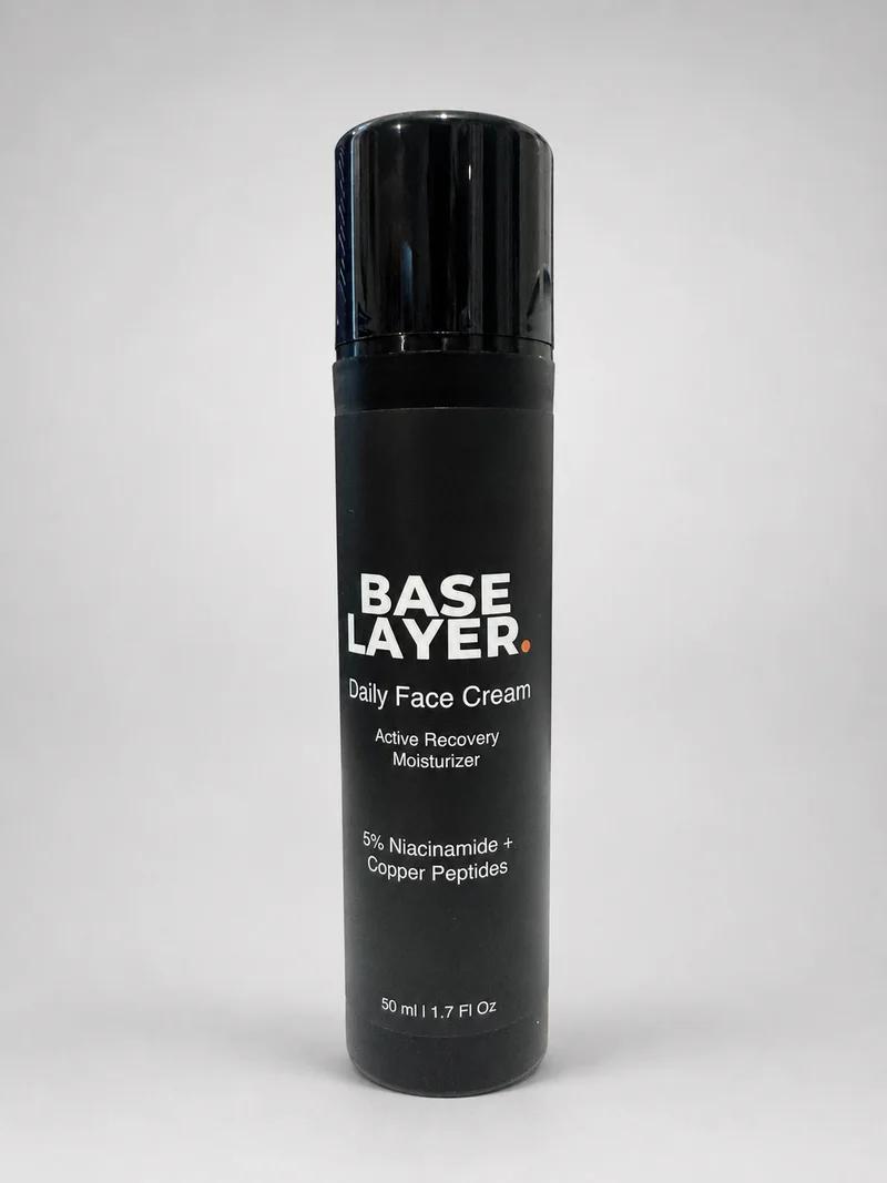 Base Layer Daily Face Cream, 50 mL pump bottle, on a plain studio background.