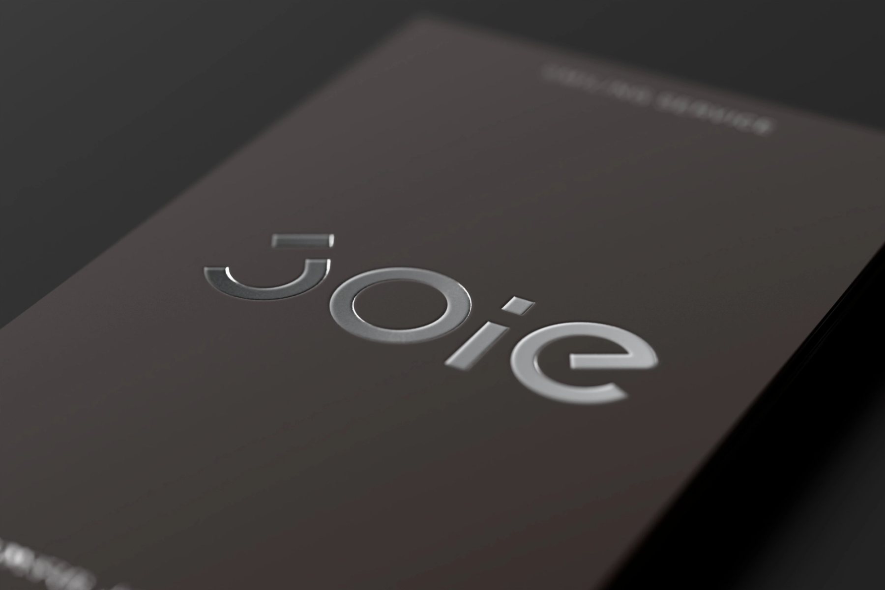 JOIE 商務款字標燙銀與壓凹效果的 3D 工藝示意
