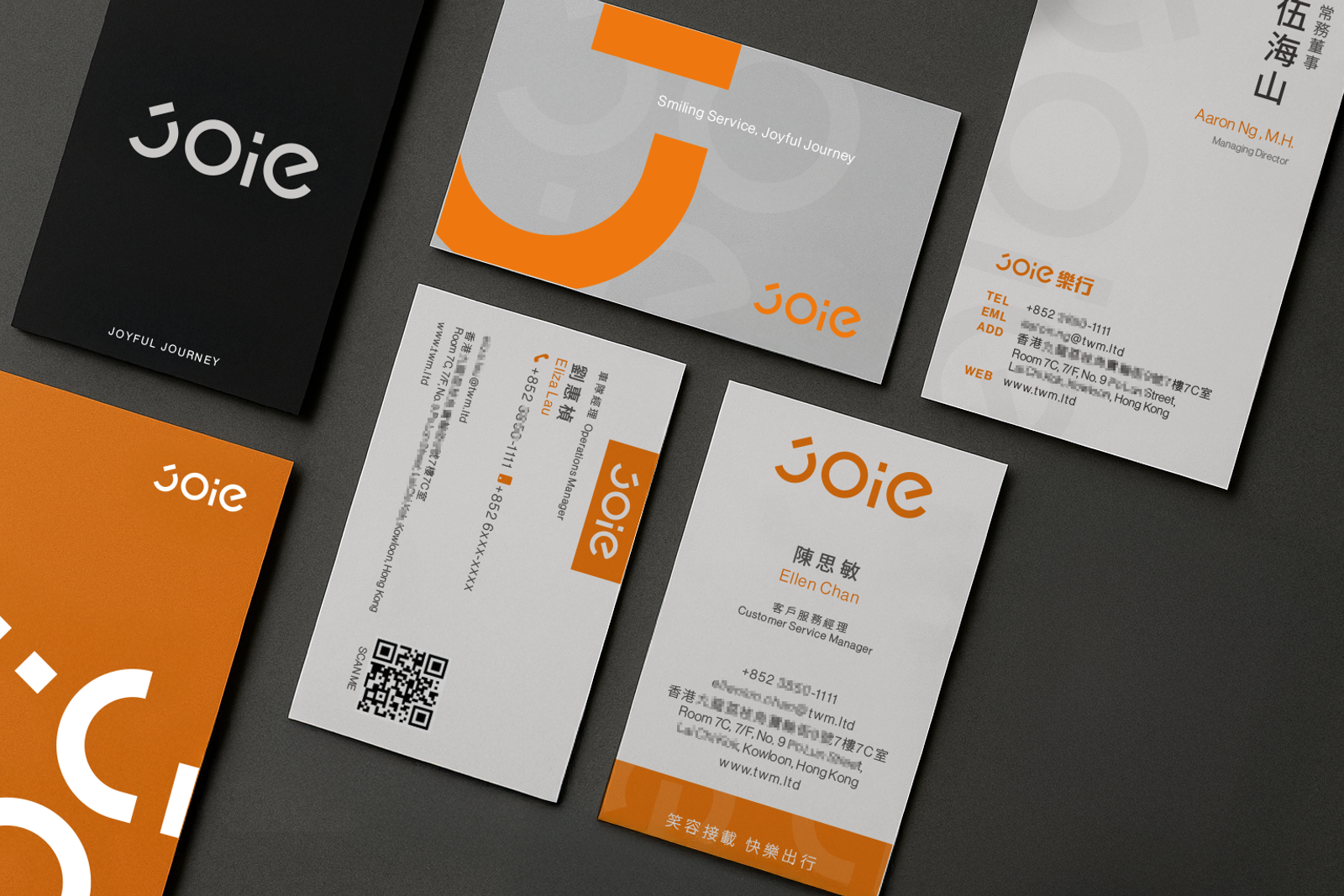 JOIE 樂行計程車名片設計展示 JOIE Taxi business card design display.