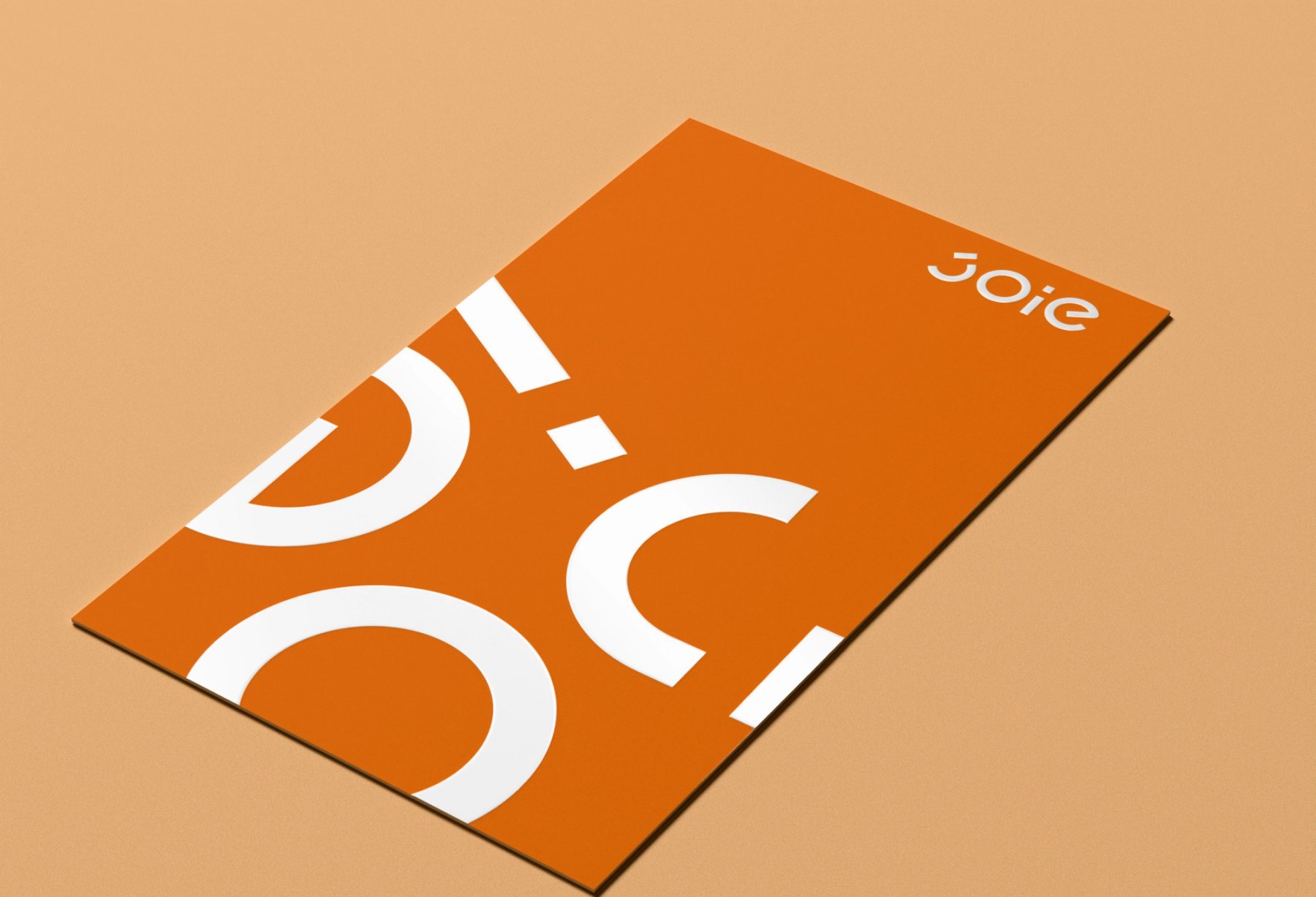 JOIE 橘色名片局部上光效果的 3D 示意