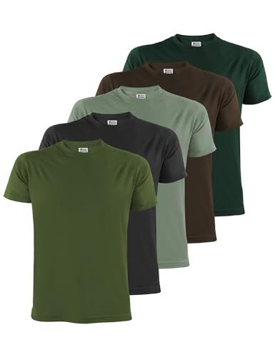 ALPIDEX T-Shirt Magliette da Uomo Confezione da 5 Girocollo 100% Cotone Manica Corta Basic Casual Tinta Unita S M L XL XXL 3XL 4XL 5XL, Taglia:L, Colore:Forest — recensione