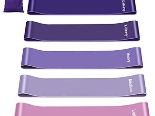 Fokky Elastici Fitness (Set di 5), Bande di Resistenza Fitness con 5 Livelli di Resistenza, Fasce Elastiche Fitness per Crossfit, Yoga, Pilates, Squats, Lunges, Stretching, Allenamento di Forza