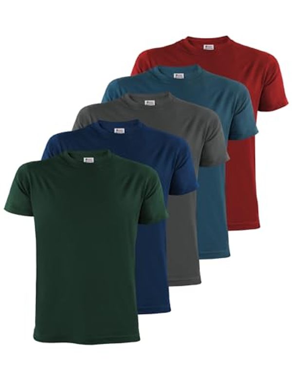 ALPIDEX T-Shirt Magliette da Uomo Confezione da 5 Girocollo 100% Cotone Manica Corta Basic Casual Tinta Unita S M L XL XXL 3XL 4XL 5XL, Taglia:XL, Colore:Earth