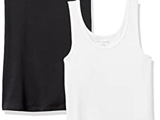 Amazon Essentials 2-pack Tank, Camicia Donna, Multicolore (Black/White), Large (Taglia Produttore: )